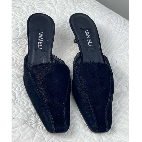 Vaneli Women's Size 7.5 Black Suede Kitten Heel Slip On Pump Shoes - Picture 1 of 9